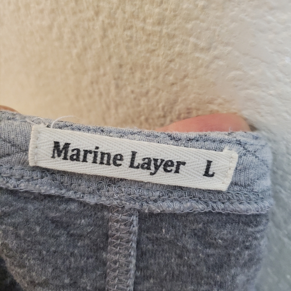 Marine Layer Gray Quilted Knit Short Sleeve Boxy Fit Sweatshirt Top Large - Picture 2 of 9
